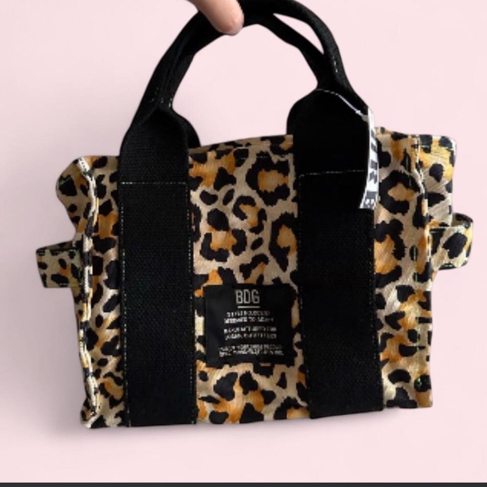 BDG Leopard Print Mini Tote in Tan and Black